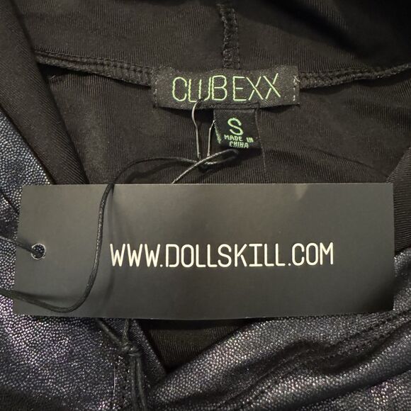 Club Exx Hoodie Shirt W/ Pouch Sz Small Iridescent Black Dolls Kill Rave NWT - Picture 3 of 9